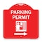 Signmission Parking Permit With Right Arrow, Red & White Aluminum Architectural Sign, 18" x 18", RW-1818-23401 A-DES-RW-1818-23401 - alternate 1
